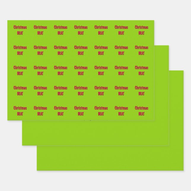 Christmas Red And Brat Green Wrapping Paper Sheets (Set)