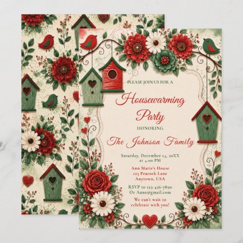 Christmas Red and Emerald Housewarming Invitation