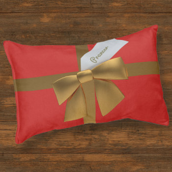 Christmas Red And Gold Bow Personalized Pet Bed by mothersdaisy at Zazzle