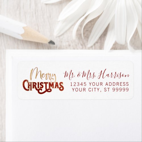 Christmas Red and Gold Classic Script Typography Label