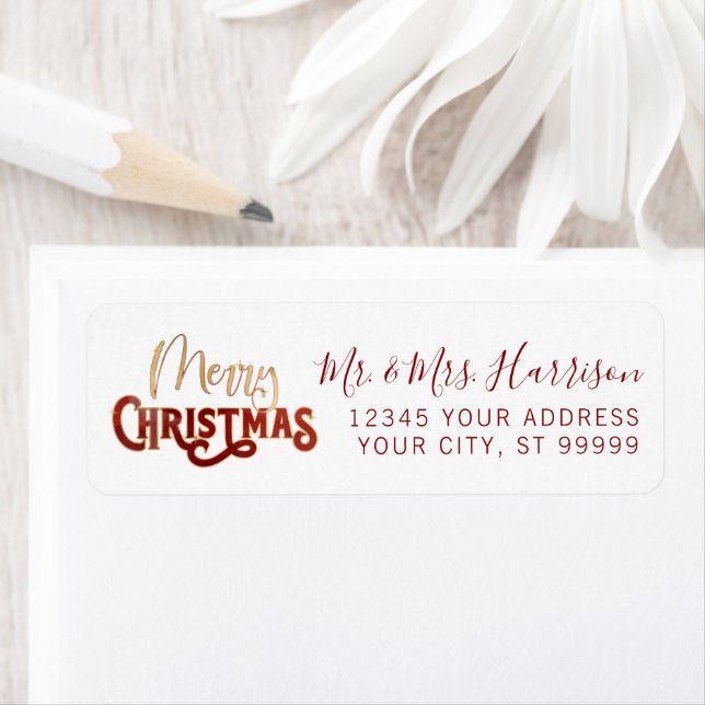 Christmas Red and Gold Classic Script Typography Label (Insitu)