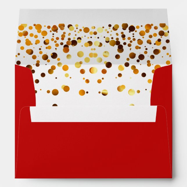 Christmas Red and Gold Glitter Faux Foil Envelope (Back (Bottom))