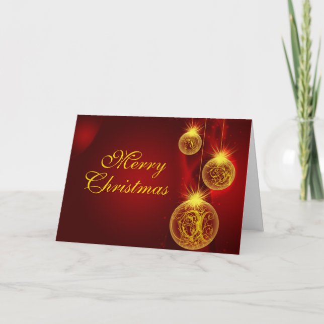 Christmas Red and Gold, Merry, Christmas Holiday Card (Front)