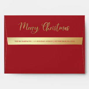 Christmas Red and Gold   Multi Photo Grid Inside Envelope