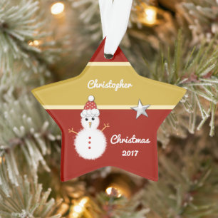 Christmas red and gold snowman Grandchild Ornament