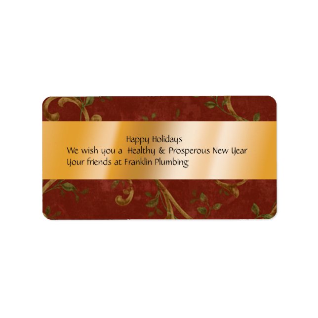 Christmas Red and Gold Wine Label (Front)