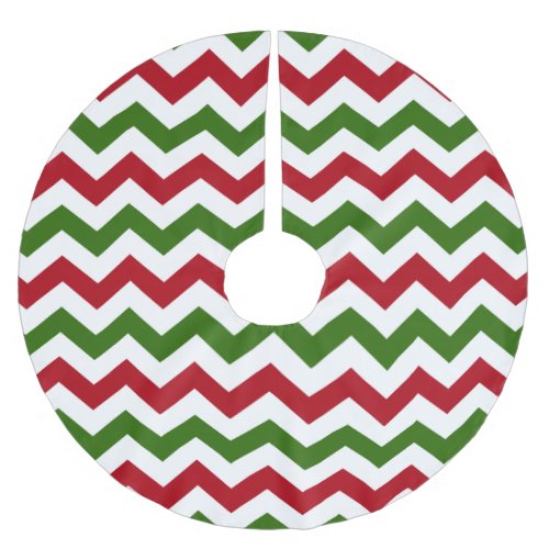 Christmas Red and Green Chevron Pattern Brushed Polyester Tree Skirt