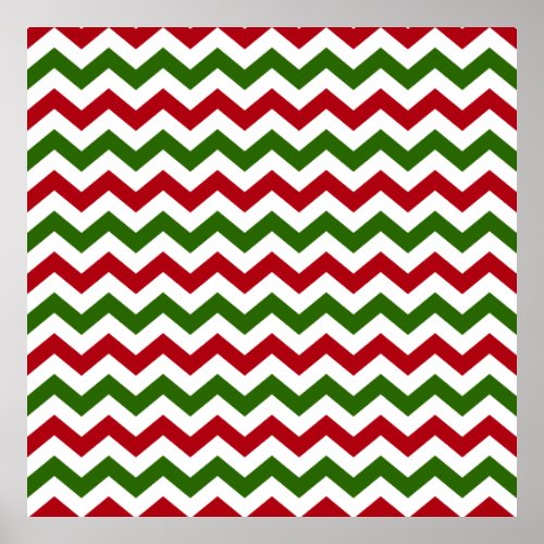 Christmas Red and Green Chevron Pattern Poster