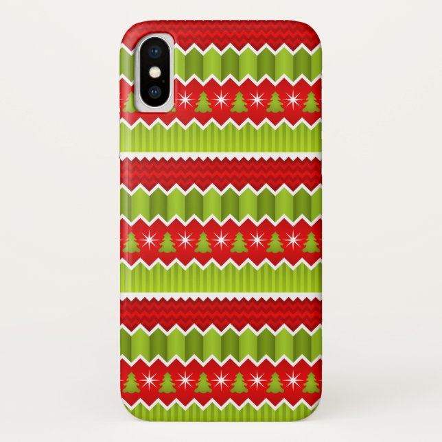 Christmas Red And Green Chevron Stripes Pattern Case-Mate iPhone Case (Back)