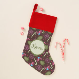 Christmas Red and Green Cute Mitten Peppermint Stocking