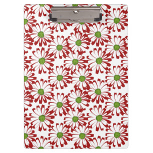 Christmas Red and Green Daisy Floral Pattern Clipboard