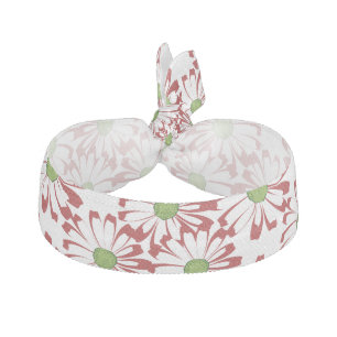 Christmas Red and Green Daisy Floral Pattern Elastic Hair Tie