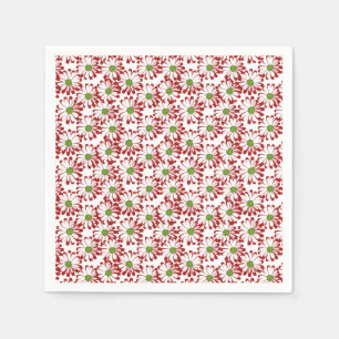 Christmas Red and Green Daisy Floral Pattern Napkins
