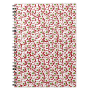 Christmas Red and Green Daisy Floral Pattern  Notebook