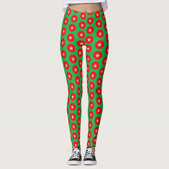 Christmas red and green design leggings (Front)