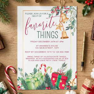 Christmas Red and Green Favorite Things Party Invitation
