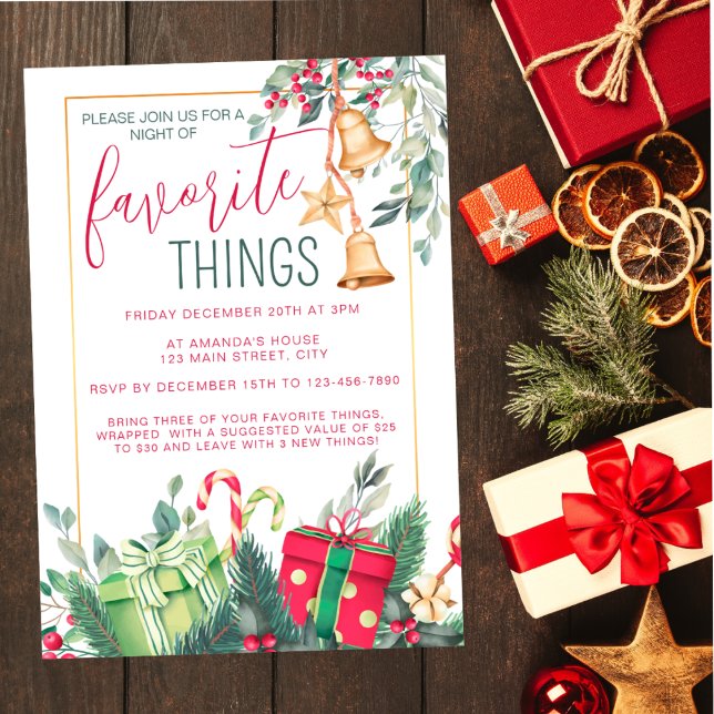 Christmas Red and Green Favorite Things Party Invitation (Creator Uploaded)
