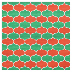 Christmas Red and Green Geometric Ogee Pattern Fabric