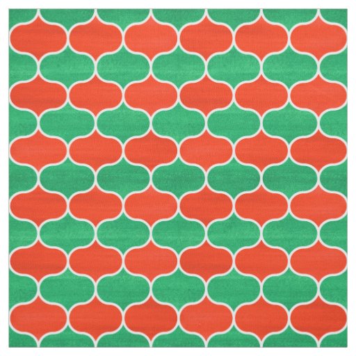 Christmas Red and Green Geometric Ogee Pattern Fabric