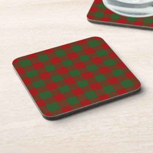 Christmas Red and Green Gingham Pattern Coaster