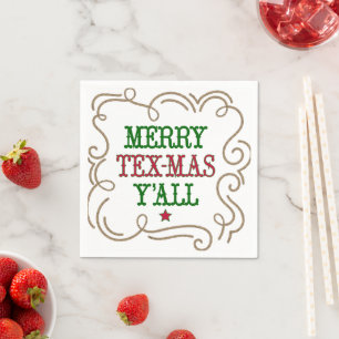 Christmas Red and Green Merry Tex-Mas Y'all Napkins