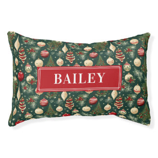 Christmas Red and Green Monogram Pet Bed