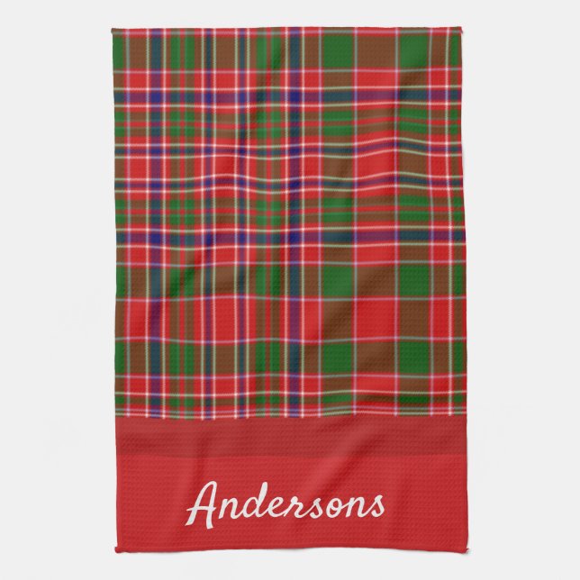 Christmas Red and Green Monogrammed Towel (Vertical)