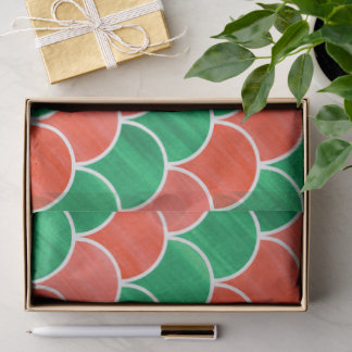 Christmas Red and Green Painted Scale Pattern Tissue Paper