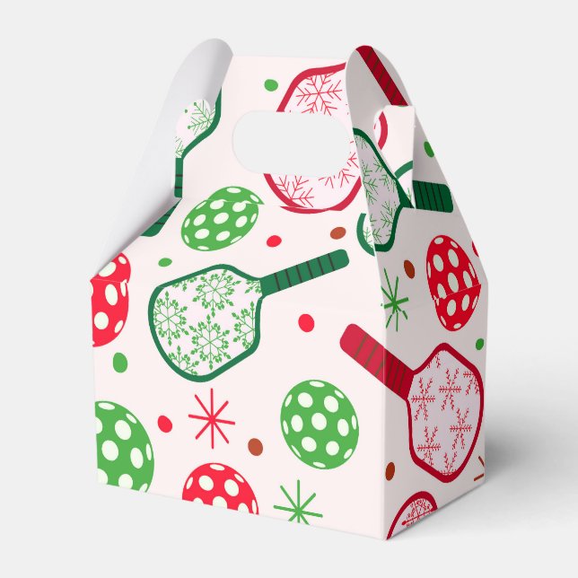 Christmas Red and Green Pickleball Paddles  Favor Boxes (Front Side)