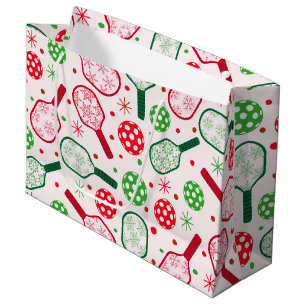 Christmas Red and Green Pickleball Paddles Large Gift Bag