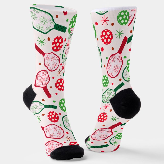 Christmas Red and Green Pickleball Paddles  Socks (Angled)