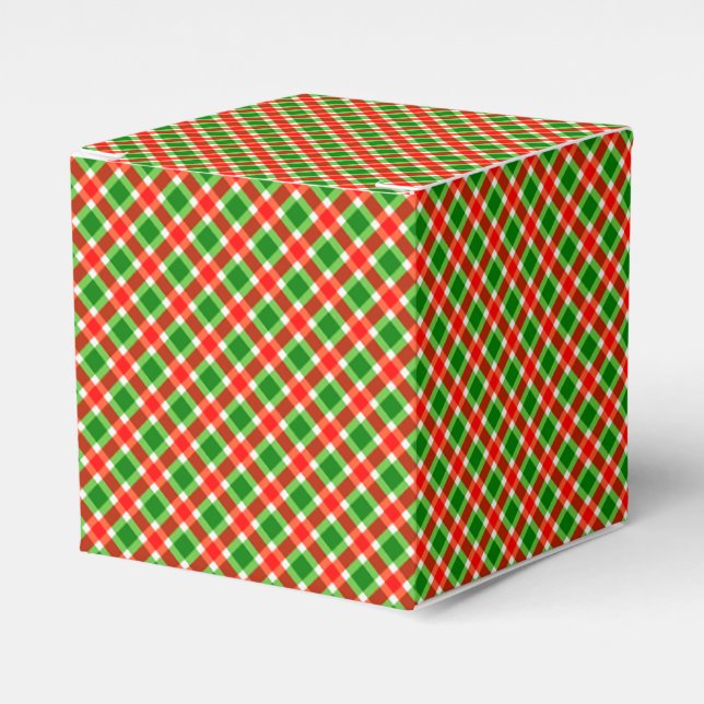 Christmas Red and Green Plaid Favor Boxes (Front Side)
