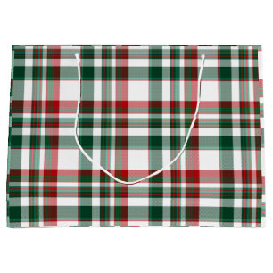 Christmas Red And Green Plaid Large Gift Bag