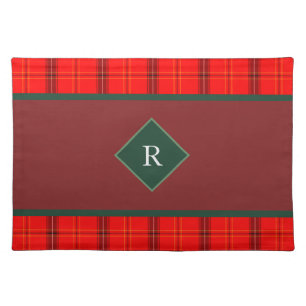 Christmas Red and Green Plaid Tartan Monogrammed Cloth Placemat