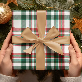 Christmas Red And Green Plaid Wrapping Paper Sheets