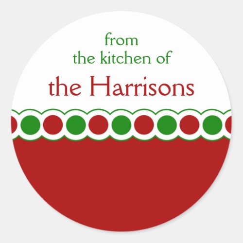 Christmas Red and Green Polka Dot Baking Gift Classic Round Sticker