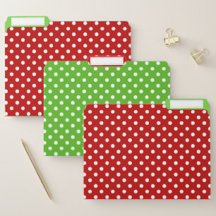 Christmas Red and Green Polka Dot Custom File Folder