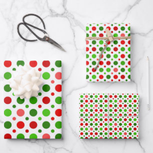 Christmas red and green polka dots wrapping paper. paper sheets