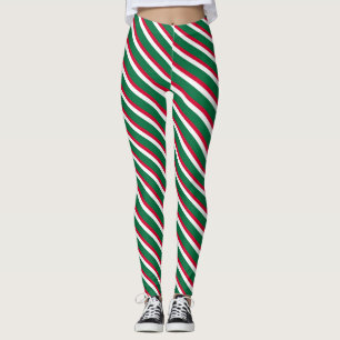 Christmas red and green striped  leggings