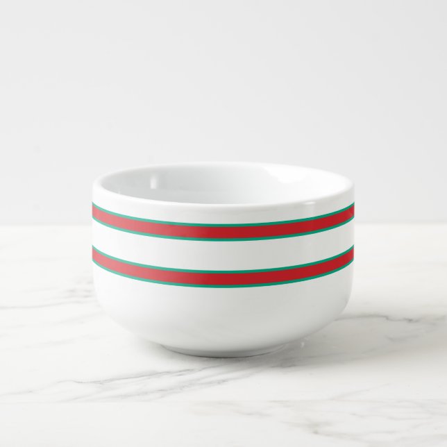 Christmas Red and Green Striped Soup Mug (Front)