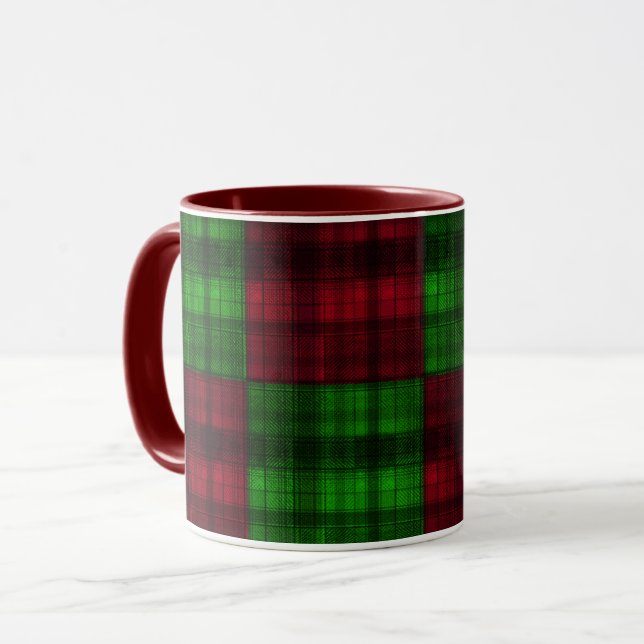 Christmas red and Green tartan. Mug (Front Left)
