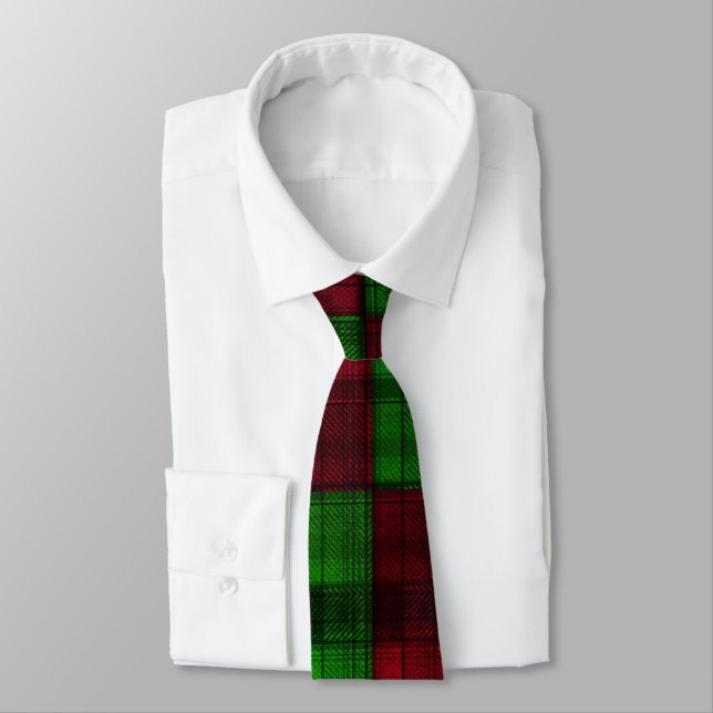 Christmas red and Green tartan.  Neck Tie (Tied)