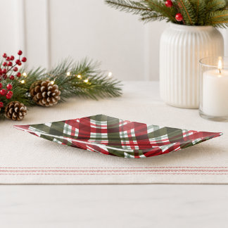 Christmas Red and Green Tartan Plaid Trinket Tray