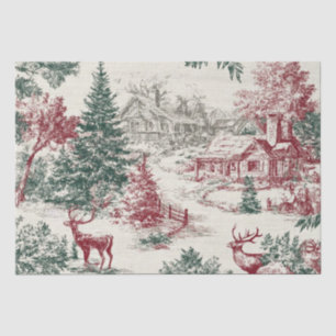 Christmas Red and Green Toile Tissue Paper