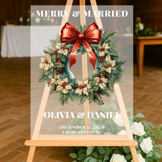 Christmas Red and Green Wedding Welcome Frosted Acrylic Sign (Creator Uploaded)
