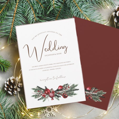 Christmas Red and Green Winter Festive Wedding Invitation