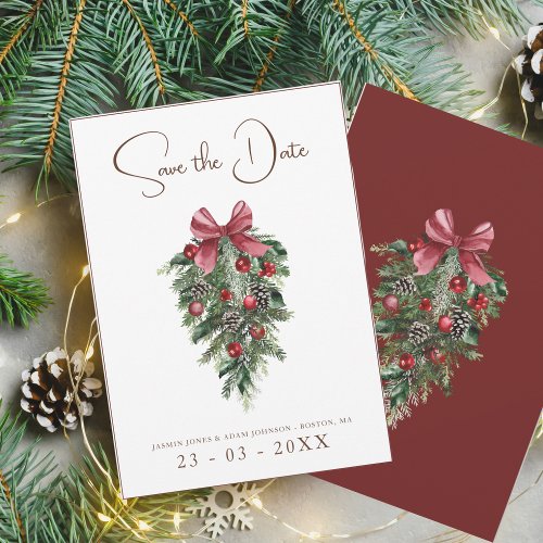 Christmas Red and Green Winter Festive Wedding Save The Date