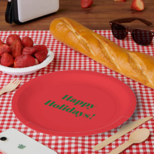 Christmas Red and Holiday Green Paper Plates
