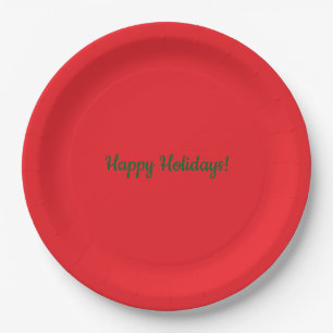 Christmas Red and Holiday Green Paper Plates