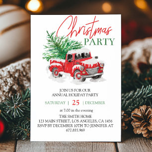 Christmas Red and Truck Party Invitation
